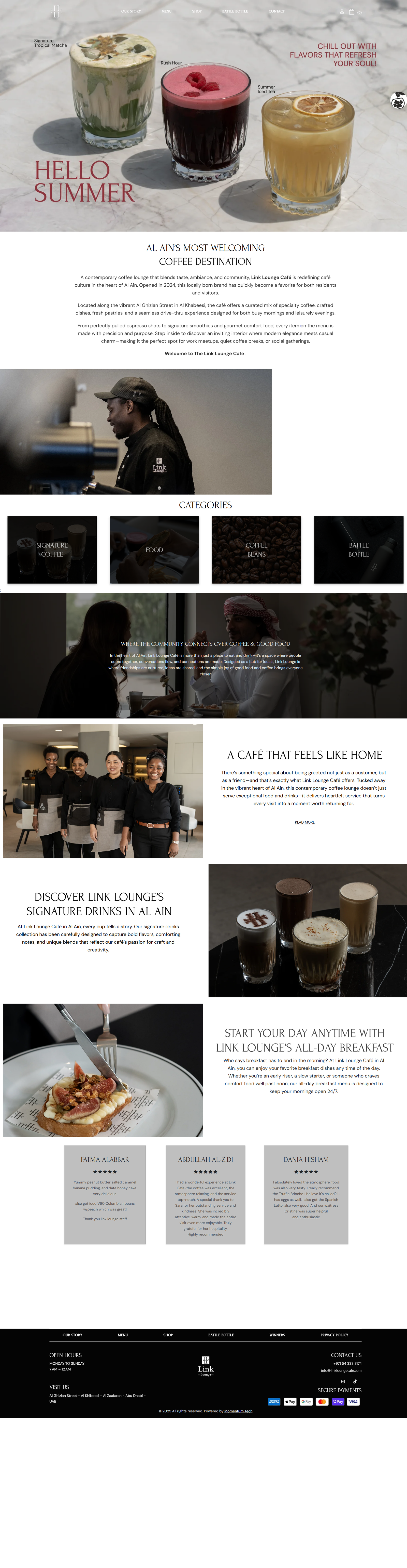 Link Lounge Cafe Website Preview