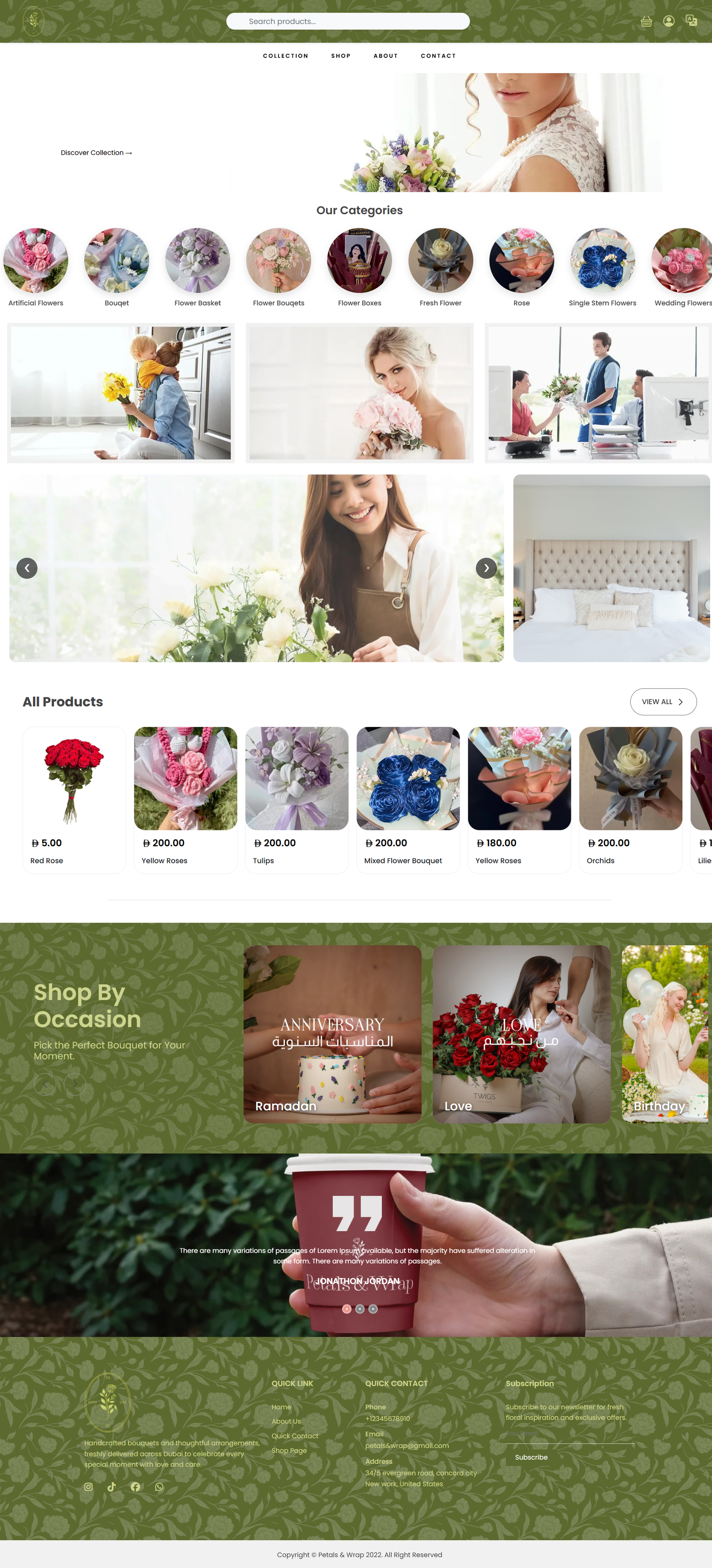 Petals and Wrap Website Preview
